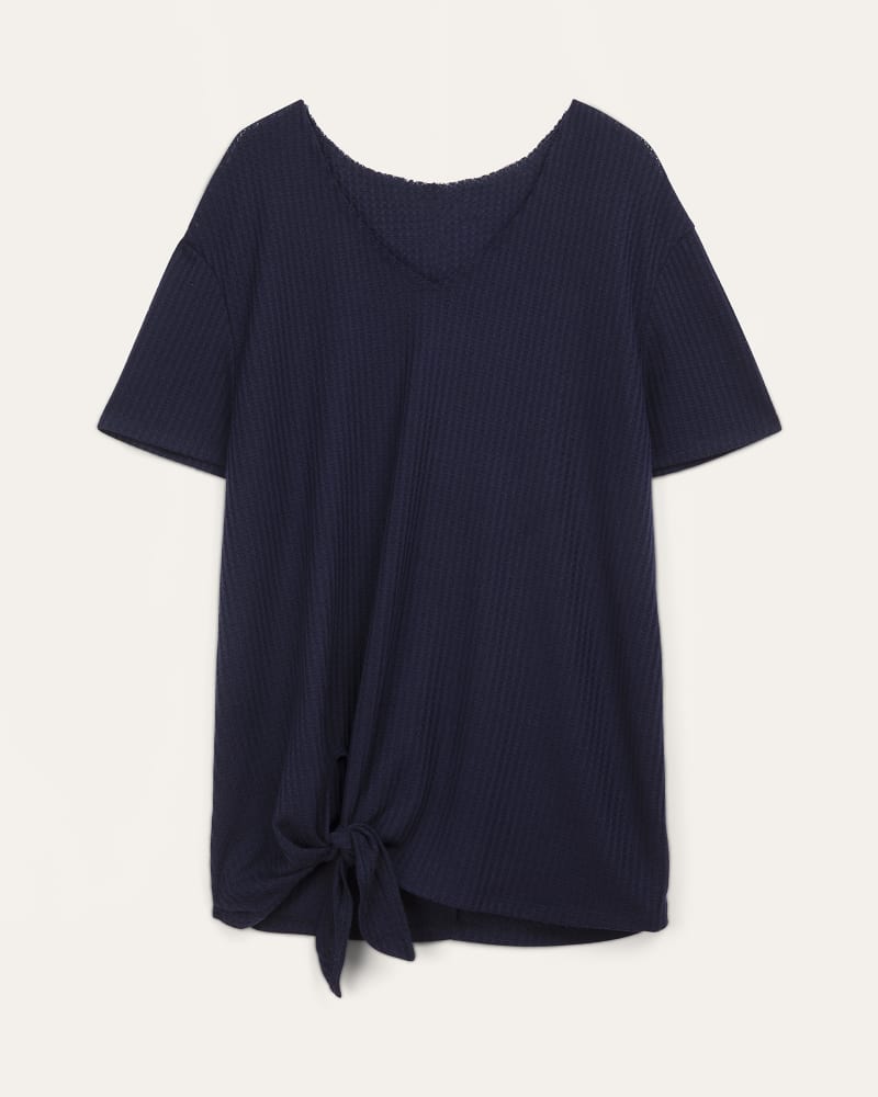 Front of plus size Deborah Side Tie Waffle Knit Top by Meri Skye | Dia&Co | dia_product_style_image_id:202168